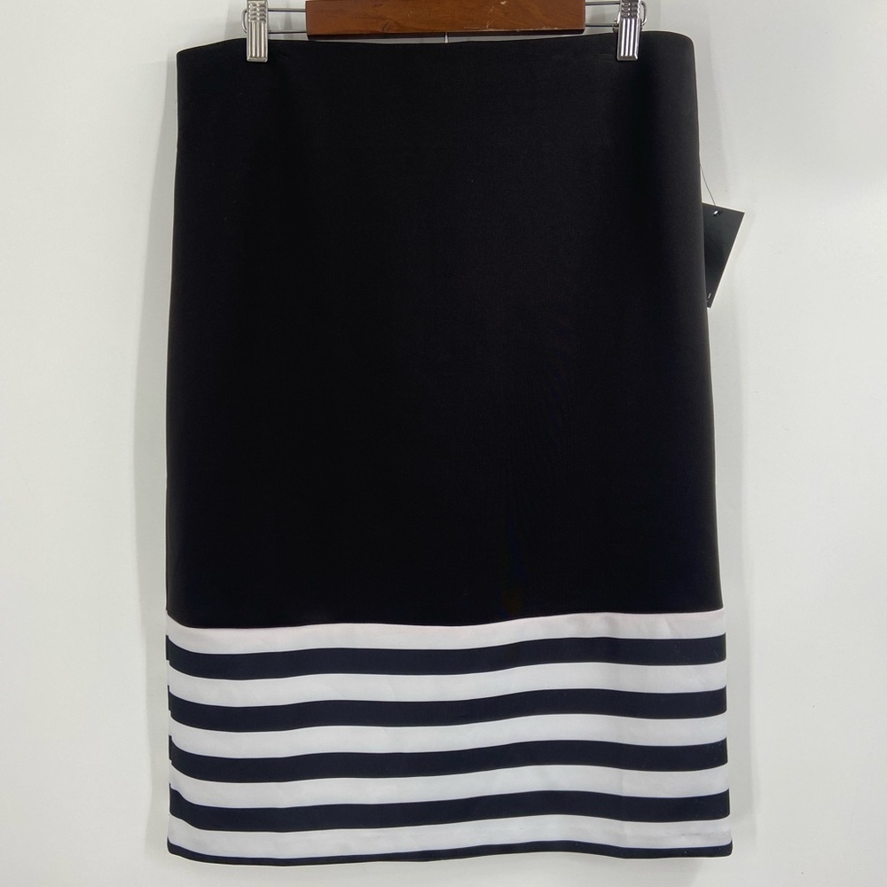 NWT Eloquii Pencil‎ Skirt Stretch Black White Strips 14
